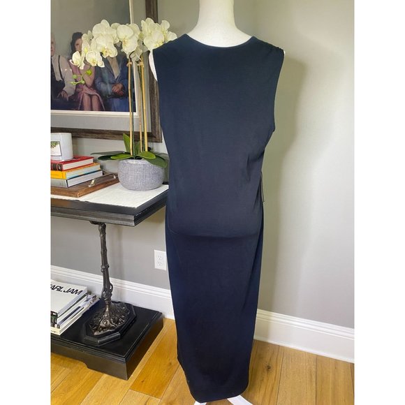 Vince Black Sleeveless Square Neck Wrap Mini Dress Women's Size Large L - Picture 8 of 11